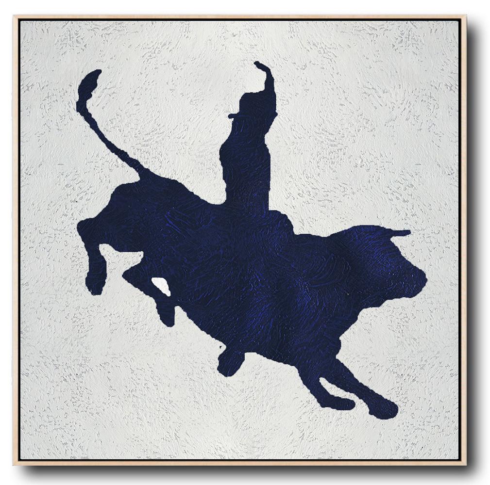 Navy Blue Minimalist Painting #NV249A - Click Image to Close